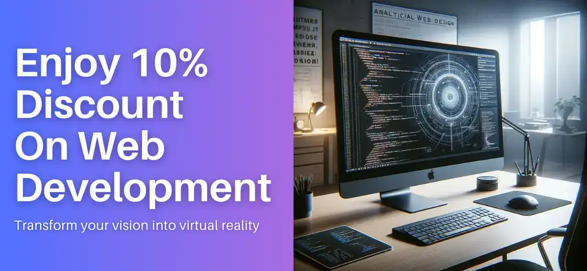 banner with 10% discount on web development services